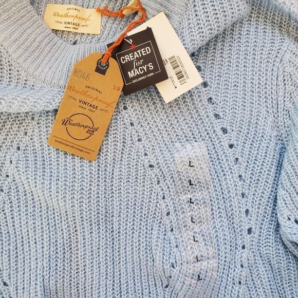 NEW Weatherproof Light Blue Balloon Sleeve Sweater - Picture 11 of 12